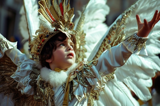 Photo gratuite des enfants en costume traditionnel profitent du carnaval de venise