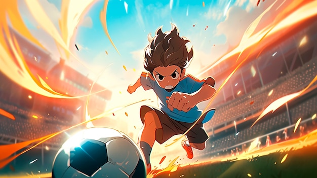 Photo gratuite des enfants jouant au football en dessin animé