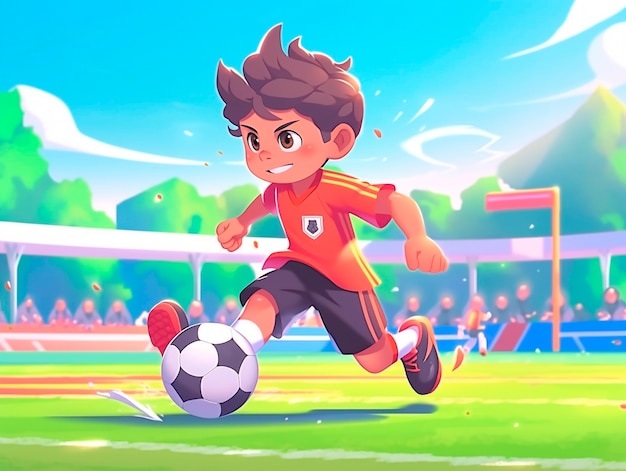 Photo gratuite des enfants jouant au football en dessin animé