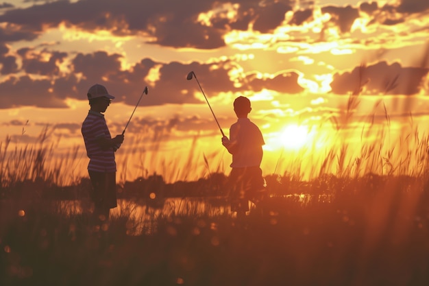 Photo gratuite des enfants jouant au golf dans un environnement photoréaliste