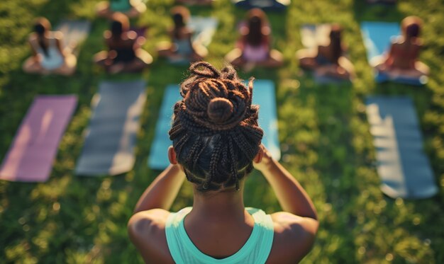 Des enfants pratiquent le yoga ensemble.