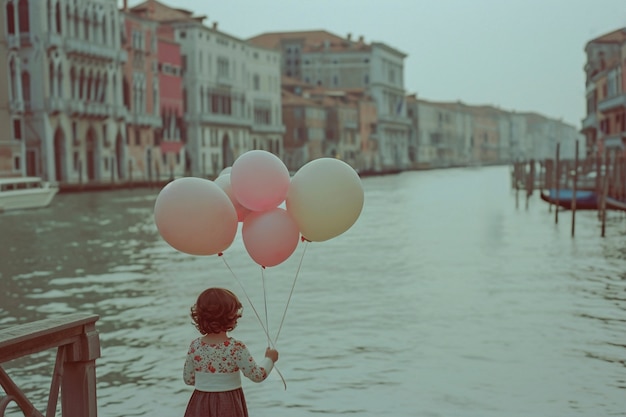 Photo gratuite des enfants profitent du carnaval de venise avec des ballons.