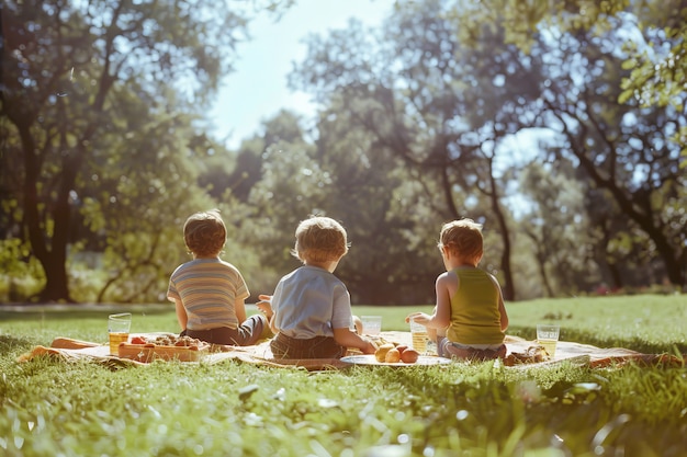 Des enfants profitent d'une journée de pique-nique.