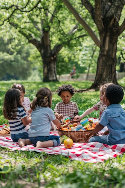 Des enfants profitent d'une journée de pique-nique.