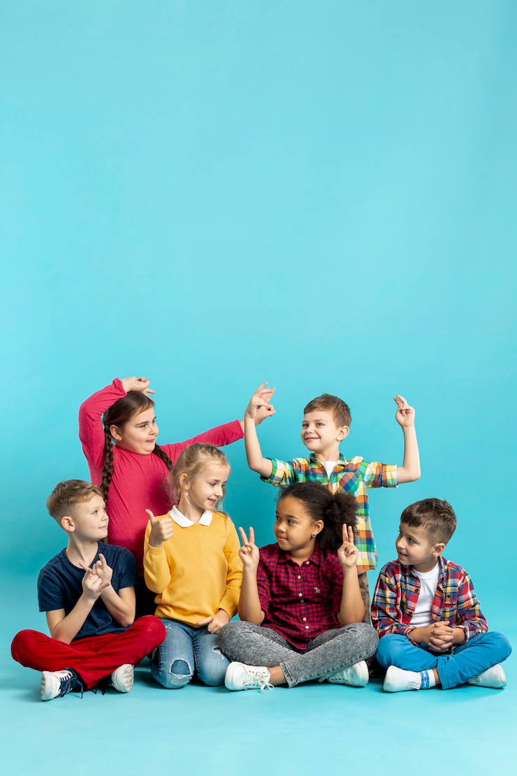 Photo gratuit enfants, projection, différent, signes