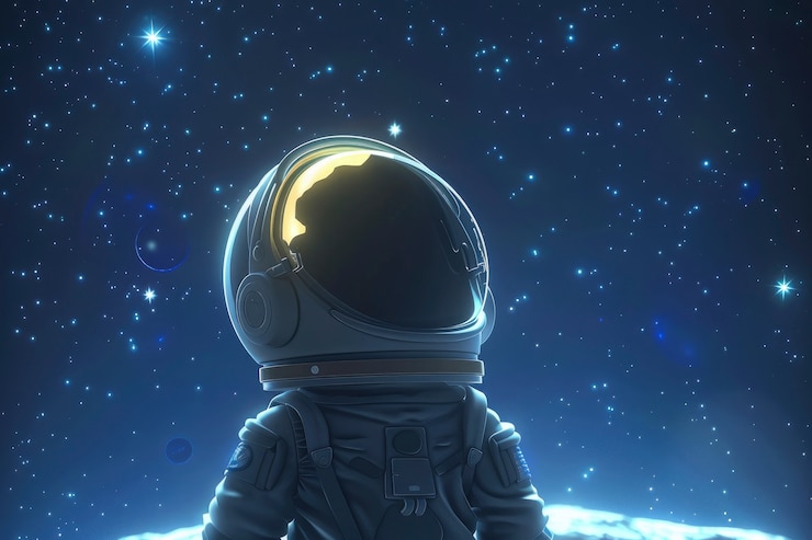 Photo gratuit des enfants tridimensionnels en aventure pour explorer la lune et l'espace.