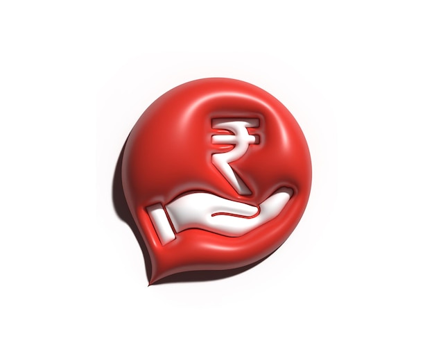 Enregistrer l'icône Roupie. Roupie indienne en main. Banque, investissement et finance Symbole 3D.