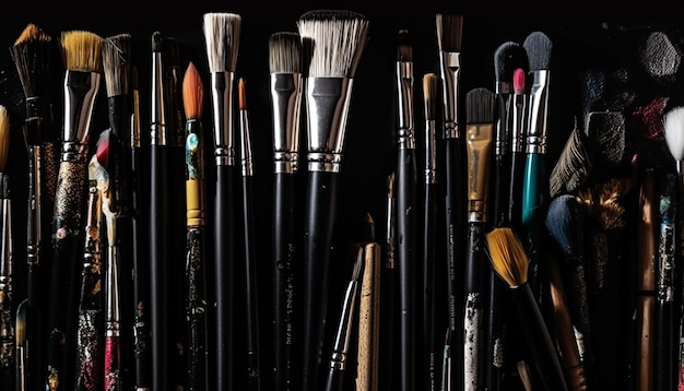 Photo gratuite ensemble d'outils de beauté noire pour les artistes professionnels générés par l'ia