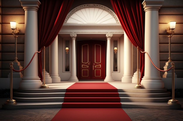 Photo gratuite entrée de luxe vip avec tapis rouge générative ai