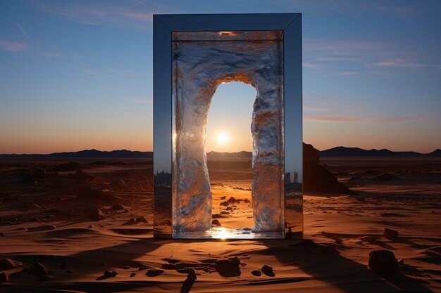 Entrée ou porte de style fantastique avec un paysage désertique.