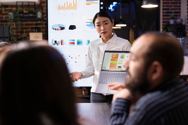 Un entrepreneur asiatique discute de la stratégie de marketing