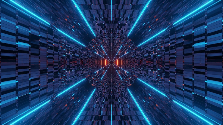 Photo gratuit un environnement cosmique avec des lumières laser au néon colorées
