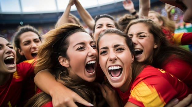 Photo gratuite l'équipe espagnole célèbre sa victoire en finale