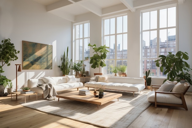 Photo gratuite espace intérieur décoré dans un style bohème