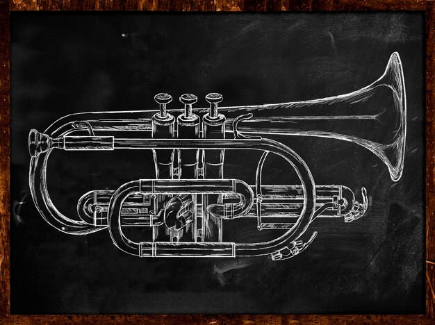 Esquisse de trompette sur tableau noir