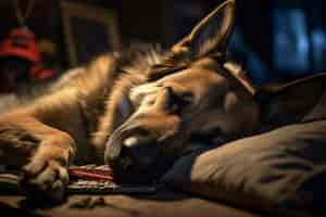 Photo gratuite c'est un chien mignon qui dort.