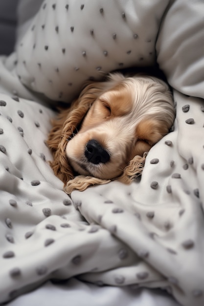 C'est un chien mignon qui dort.