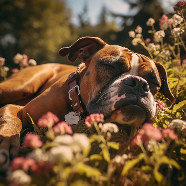 Photo gratuite c'est un chien mignon qui dort.