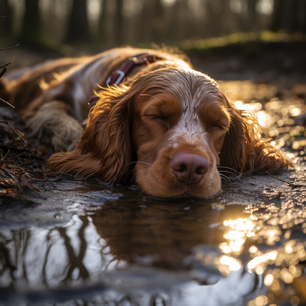 Photo gratuite c'est un chien mignon qui dort.