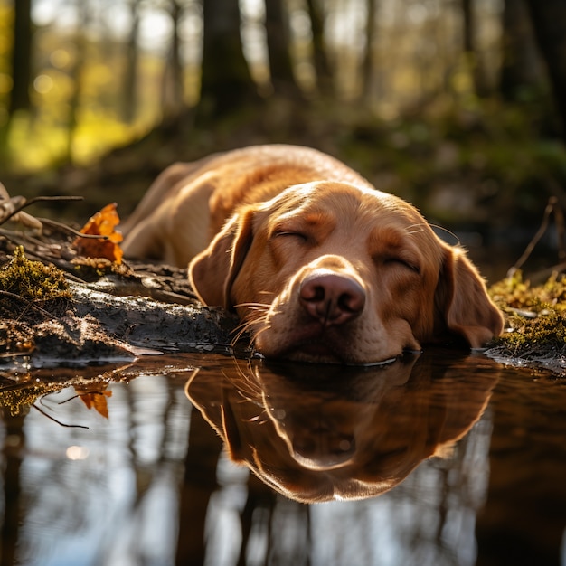 Photo gratuite c'est un chien mignon qui dort.