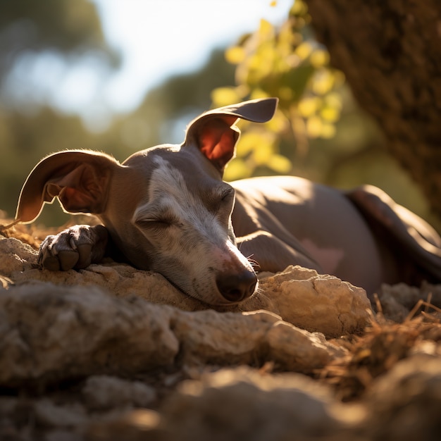 Photo gratuite c'est un chien mignon qui dort.