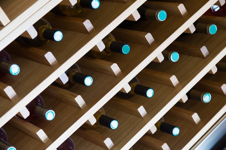 Photo gratuit étagères avec des bouteilles de vin