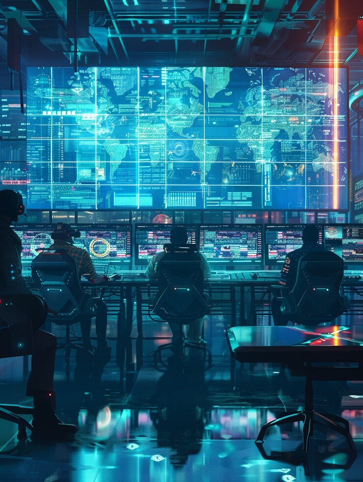 Photo gratuit expert en cybersécurité travaillant avec la technologie dans les lumières au néon