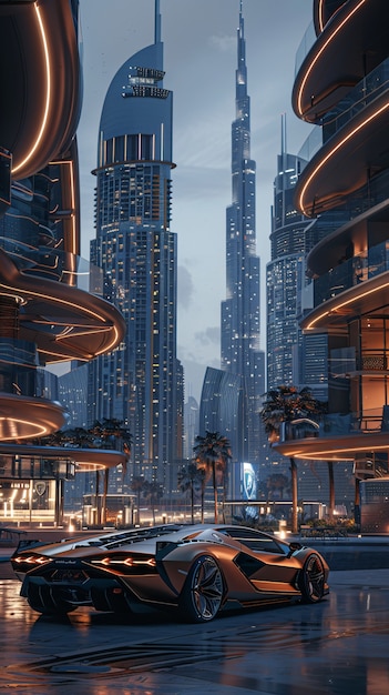 Photo gratuite l'exploration futuriste du paysage urbain en évolution de dubaï