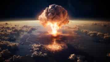 Photo gratuite explosion apocalyptique d'une bombe nucléaire