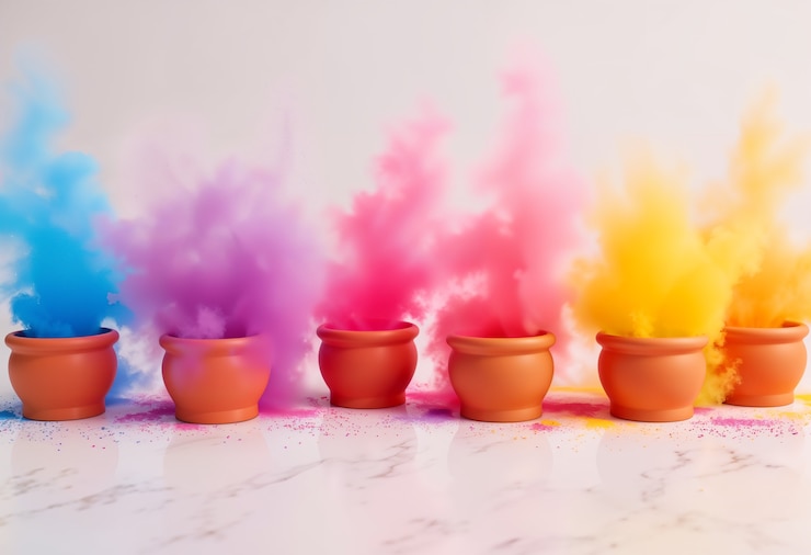 Photo gratuit une explosion de poudre d'holi colorée