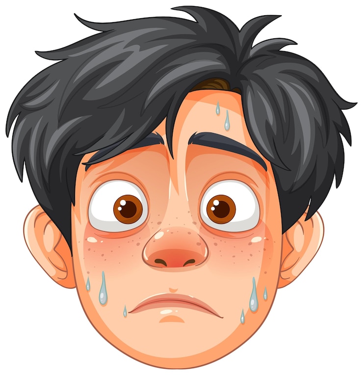 Photo gratuit expression inquiète du visage de dessin animé