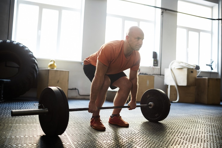 Photo gratuit faire de l'exercice avec barbell