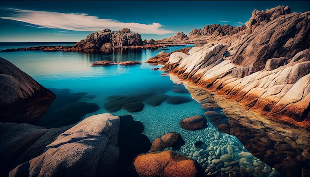 Photo gratuite une falaise majestueuse au bord de l'eau reflétant la beauté de l'ia générative