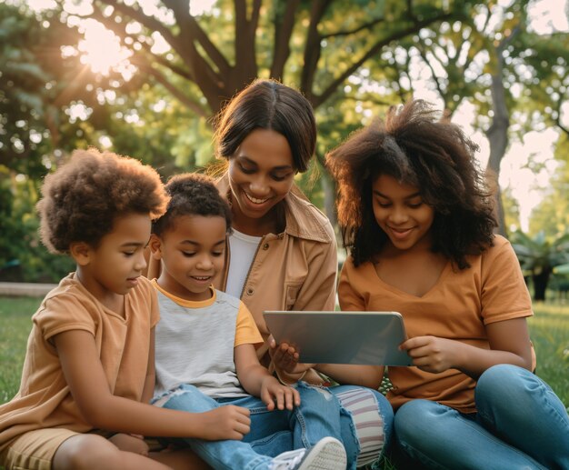 Photo gratuite famille créant des contenus numériques