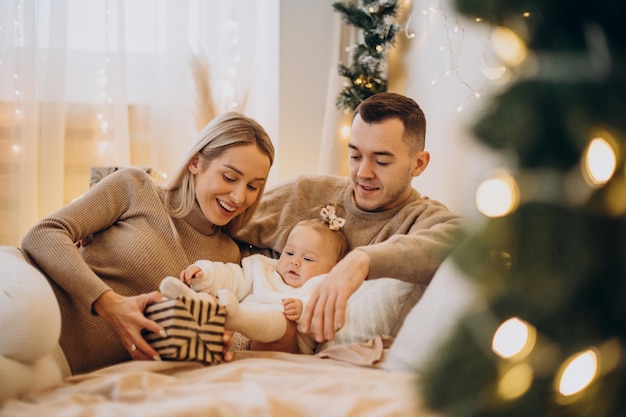 Famille Avec Petite Fille à Noël