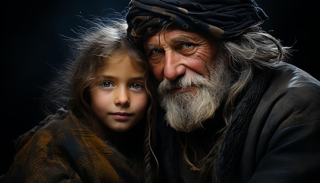 Photo gratuite famille souriante en plein air amour et solidarité dans la culture indigène générée par l'intelligence artificielle