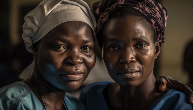 Photo gratuite famille souriante se liant à l'extérieur avec un air confiant généré par l'ia