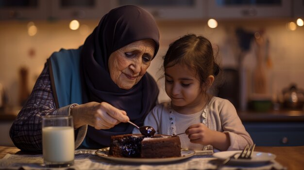 Photo gratuite une famille de taille moyenne mangeant un délicieux chocolat.