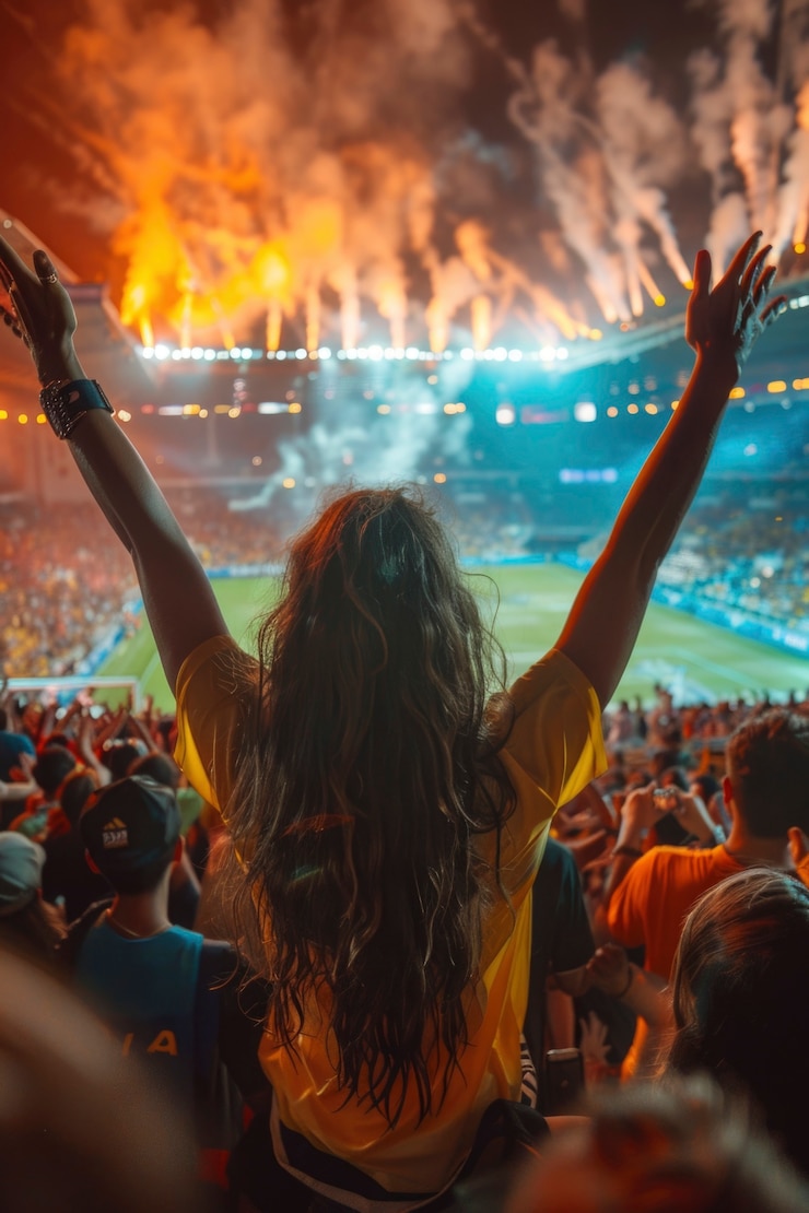 Photo gratuit les fans applaudissent la finale de football entre l'argentine et la colombie