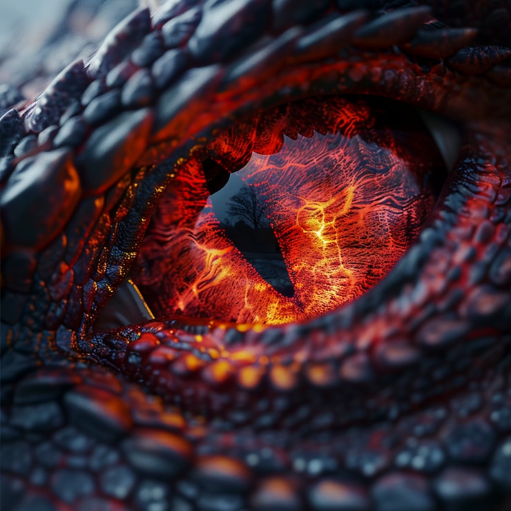 Photo gratuit fantastique œil de dragon en gros plan