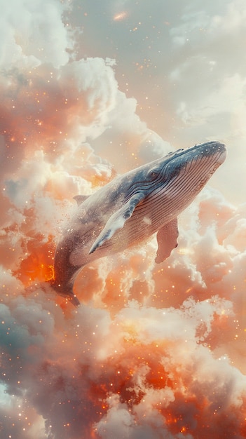 Photo gratuite fantasy whale in the sky