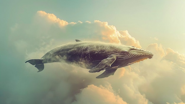 Photo gratuite fantasy whale in the sky