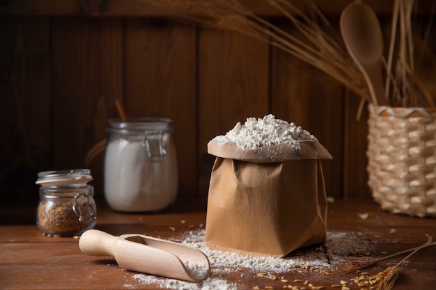 Farine stockée utilisée pour la cuisine