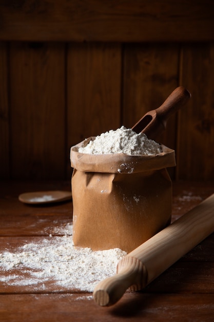 Photo gratuite farine stockée utilisée pour la cuisine