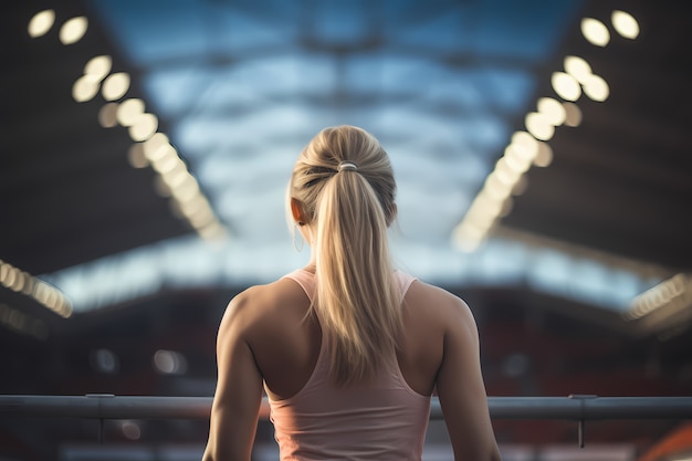 Photo gratuite une femme athlétique pratiquant la gymnastique