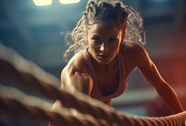 Photo gratuite une femme athlétique pratiquant la gymnastique