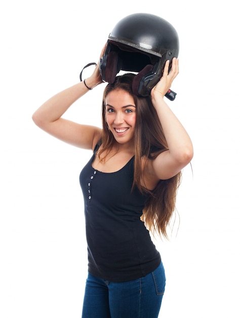 Photo gratuite femme avec casque noir