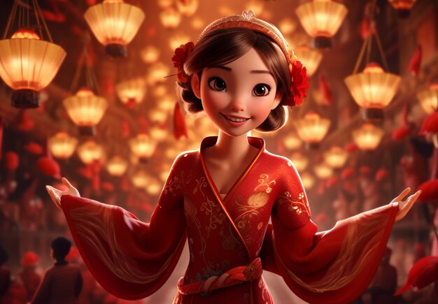 Une femme célèbre le Nouvel An chinois.