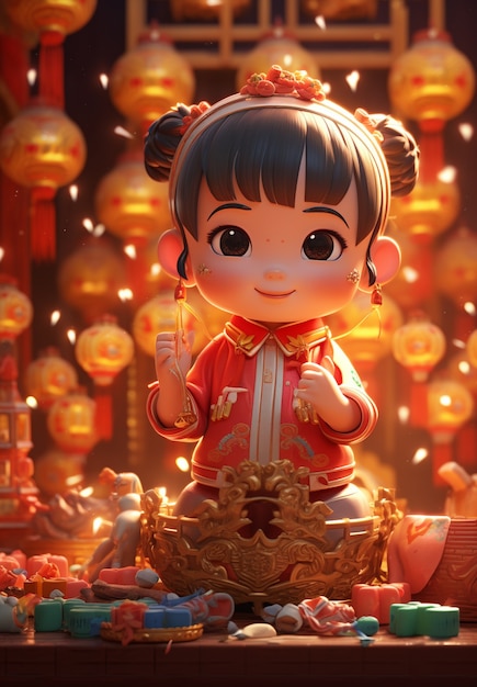 Photo gratuite une femme célèbre le nouvel an chinois.