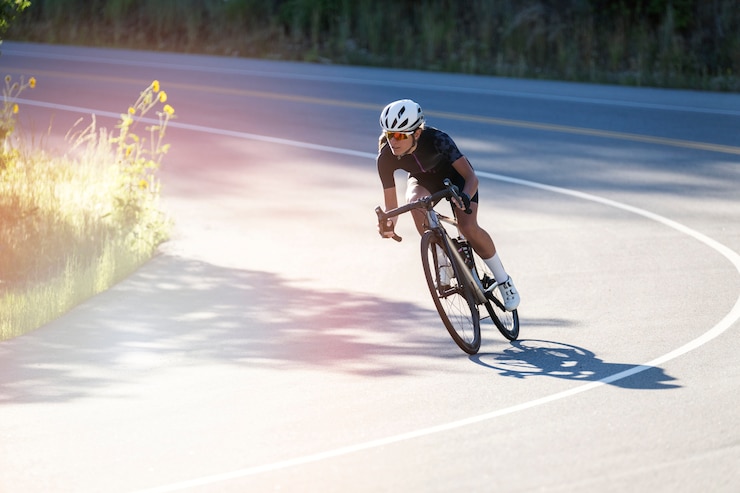 Photo gratuit femme cycliste professionnelle